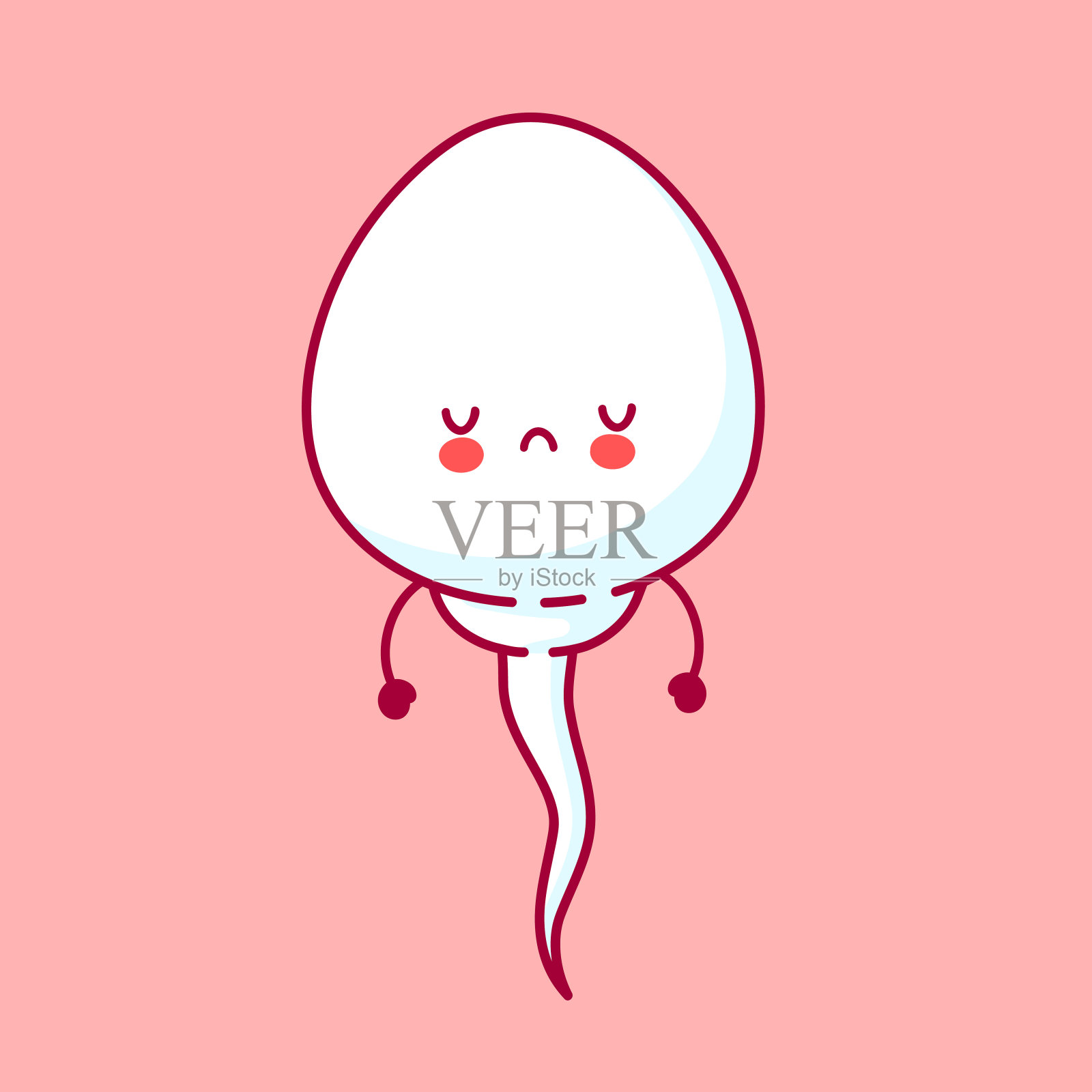 可爱悲伤有趣的精子细胞。矢量平面插画图片素材