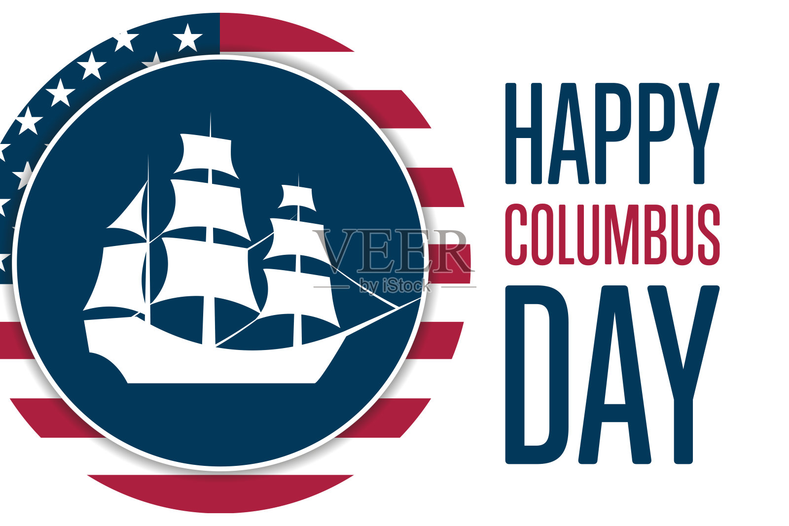 哥伦布日。节日的概念。模板的背景，旗帜，卡片，海报与文字题词。向量EPS10插图。插画图片素材
