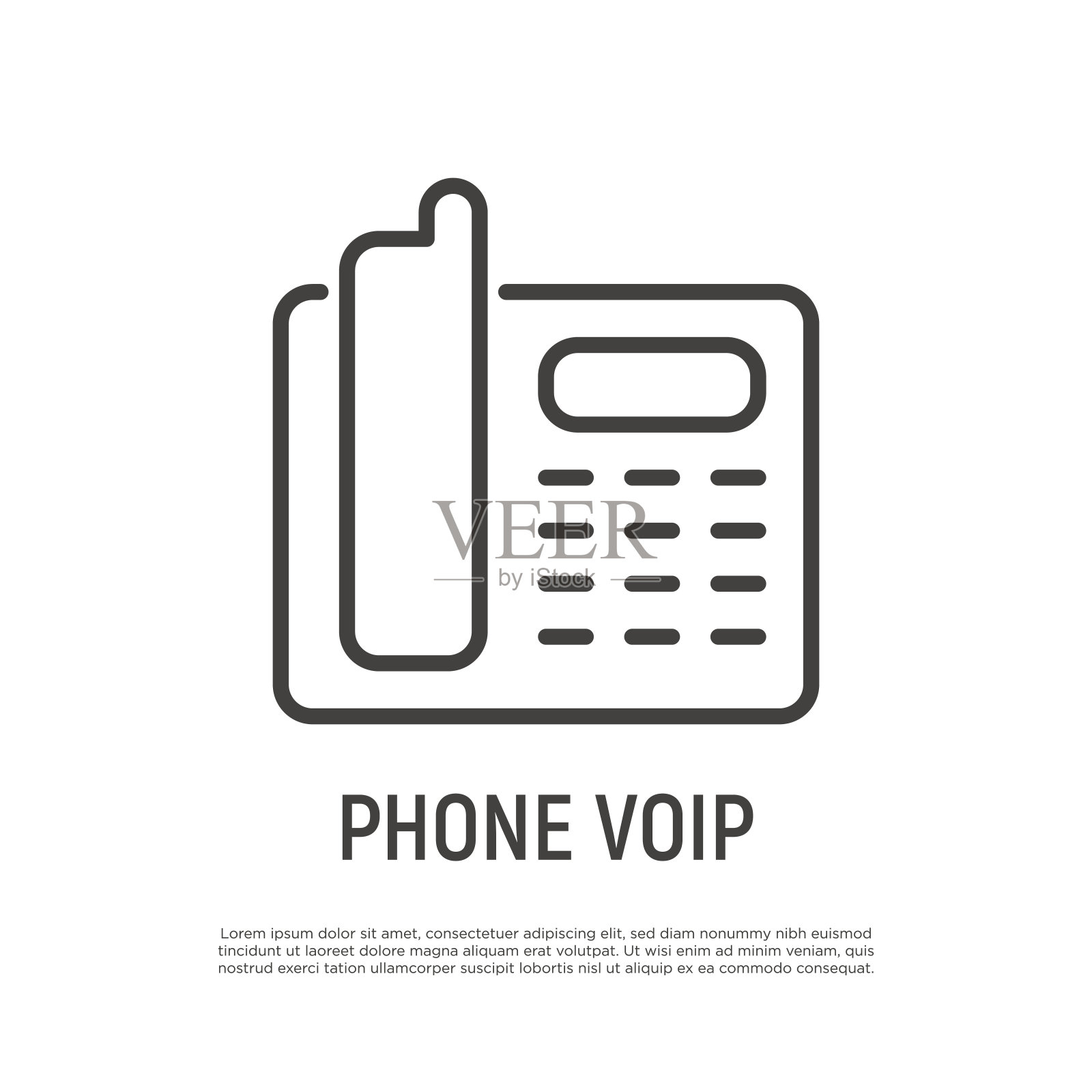 电话VoIP细线图标。语音电话技术。矢量插图。插画图片素材