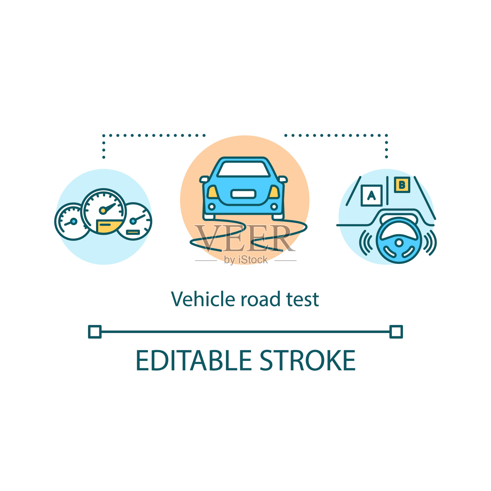 车辆道路测试概念图标插画图片素材