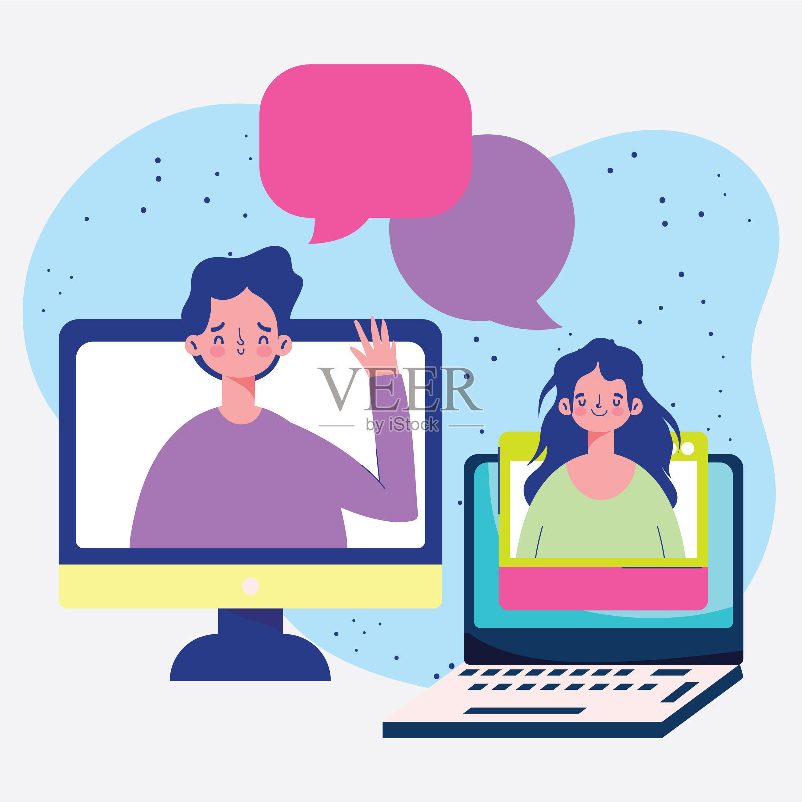 教育在线学生电脑笔记本电脑插画图片素材