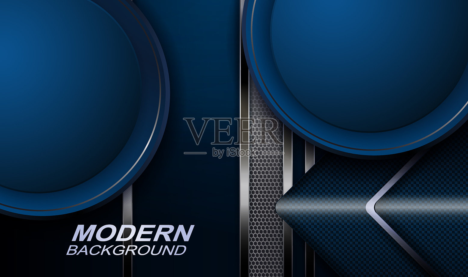 蓝色设计与圆形框架金属网插画图片素材