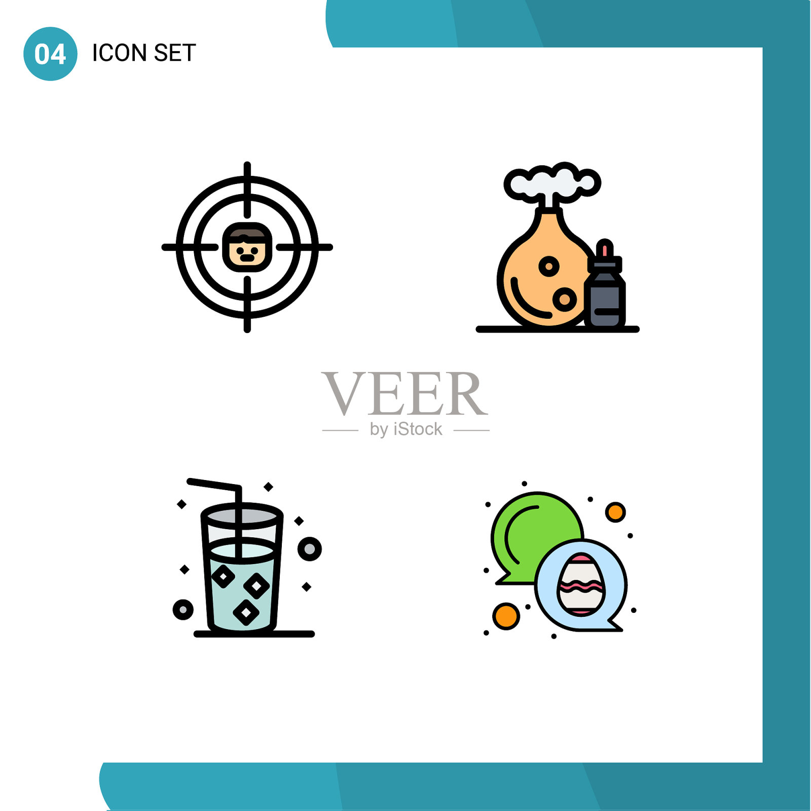 填充线平色包4个通用符号插画图片素材