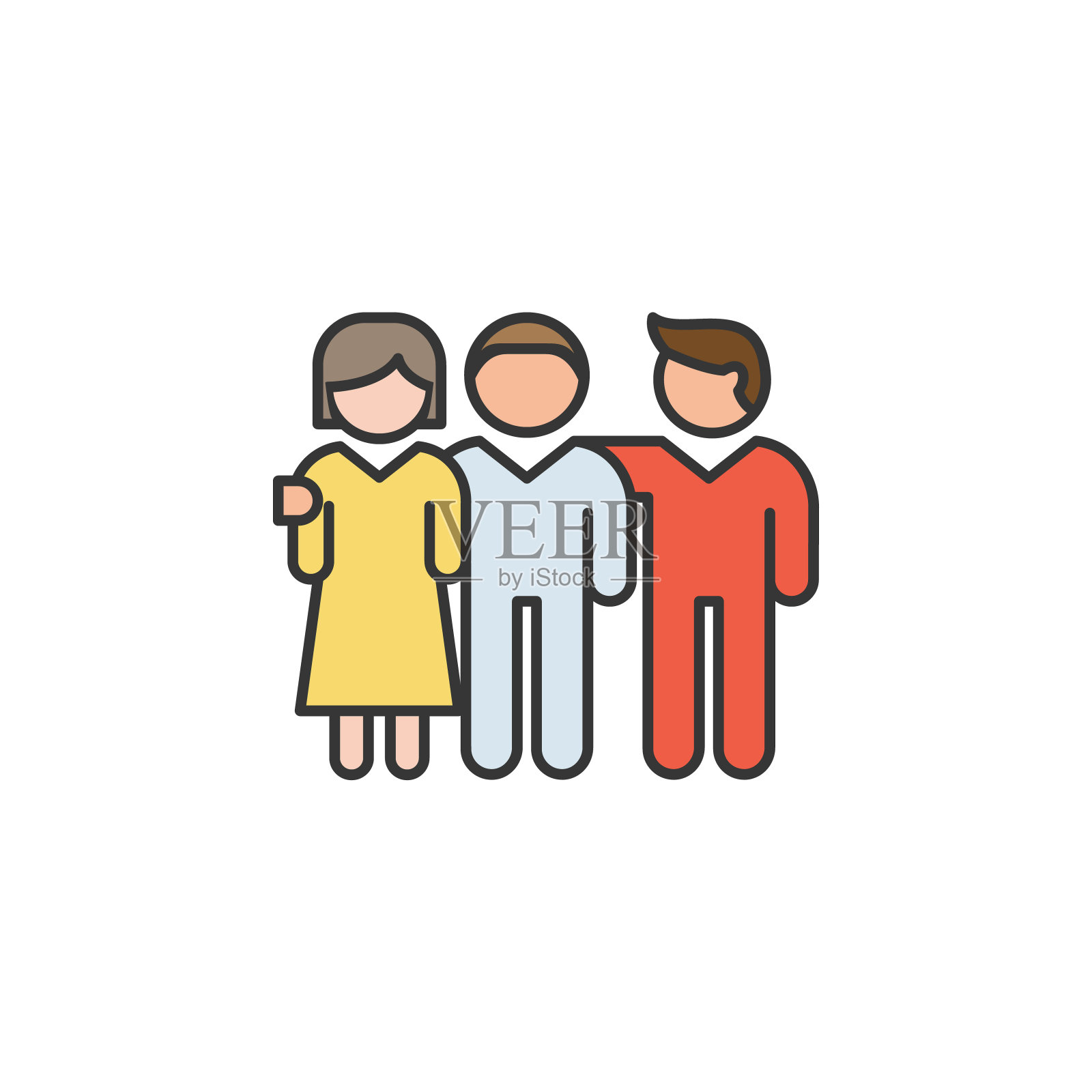 社区友谊大纲图标。元素友谊线图标。标志、符号可用于网页、logo、手机应用、UI、UX的白底白底图标素材