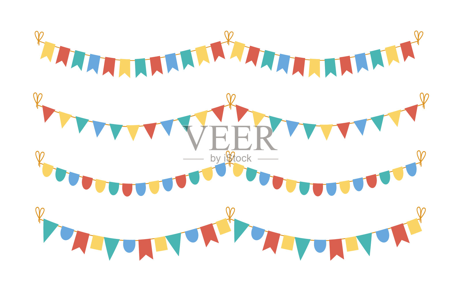 彩旗、花环、纸旗插画图片素材