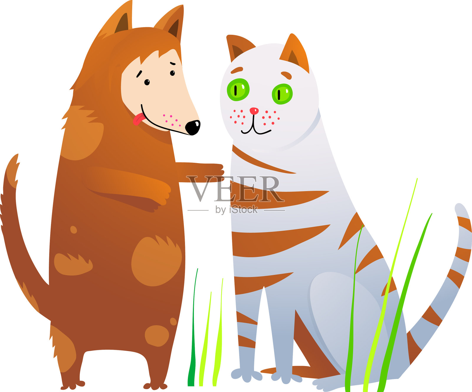 猫和狗动物卡通剪贴狗狗设计元素图片