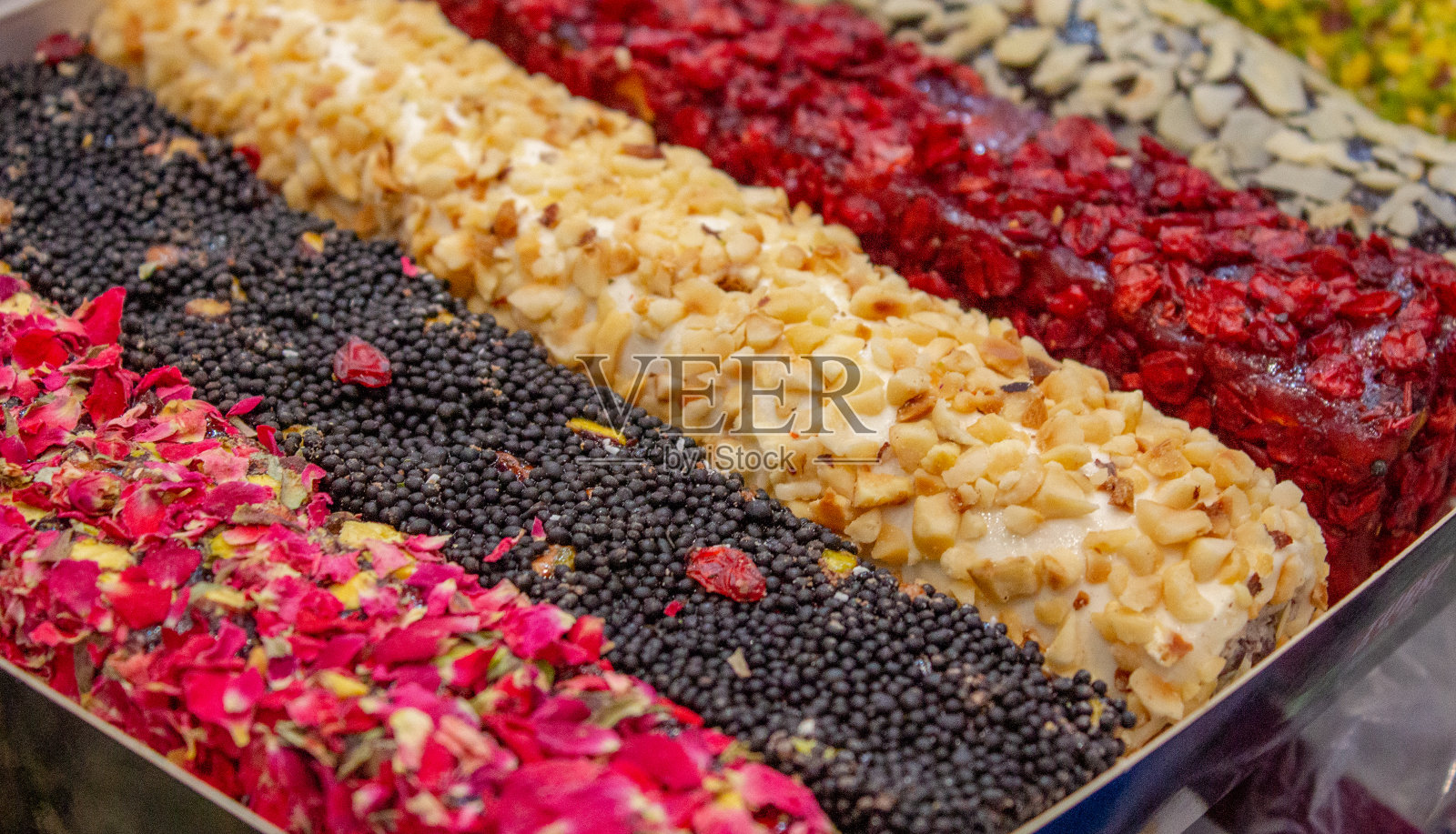 土耳其商店出售的各种土耳其软糖照片摄影图片