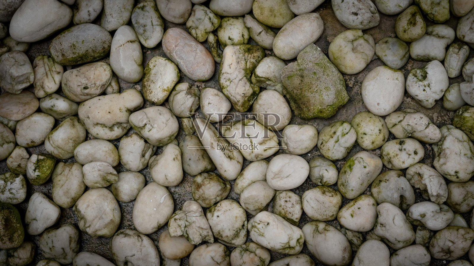 地面由许多白色的石头铺成，可以用作背景。照片摄影图片