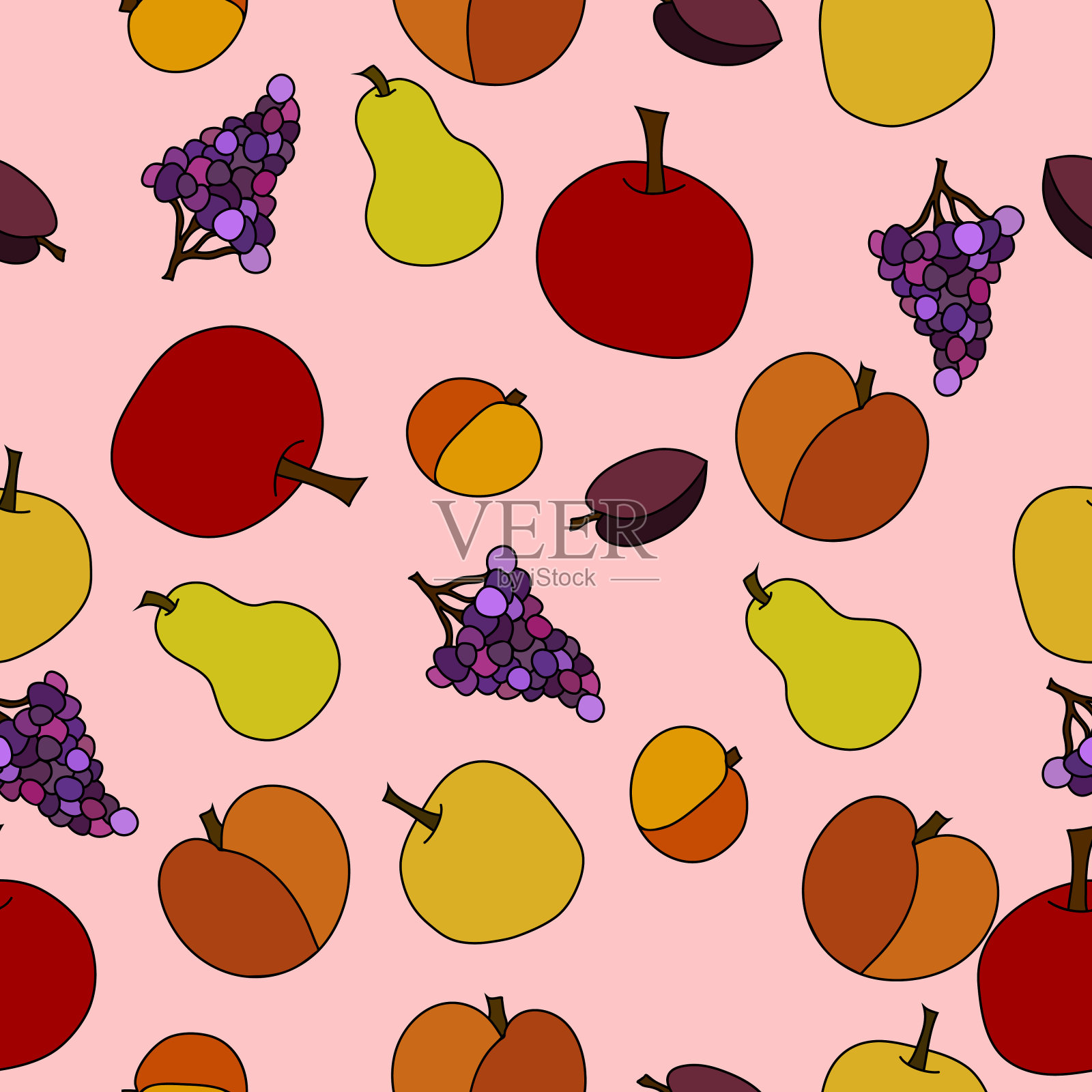 手绘矢量水果无缝图案插画图片素材