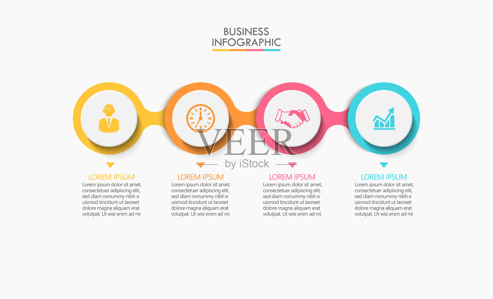 业务数据可视化。时间轴信息图图标设计为抽象的背景模板插画图片素材