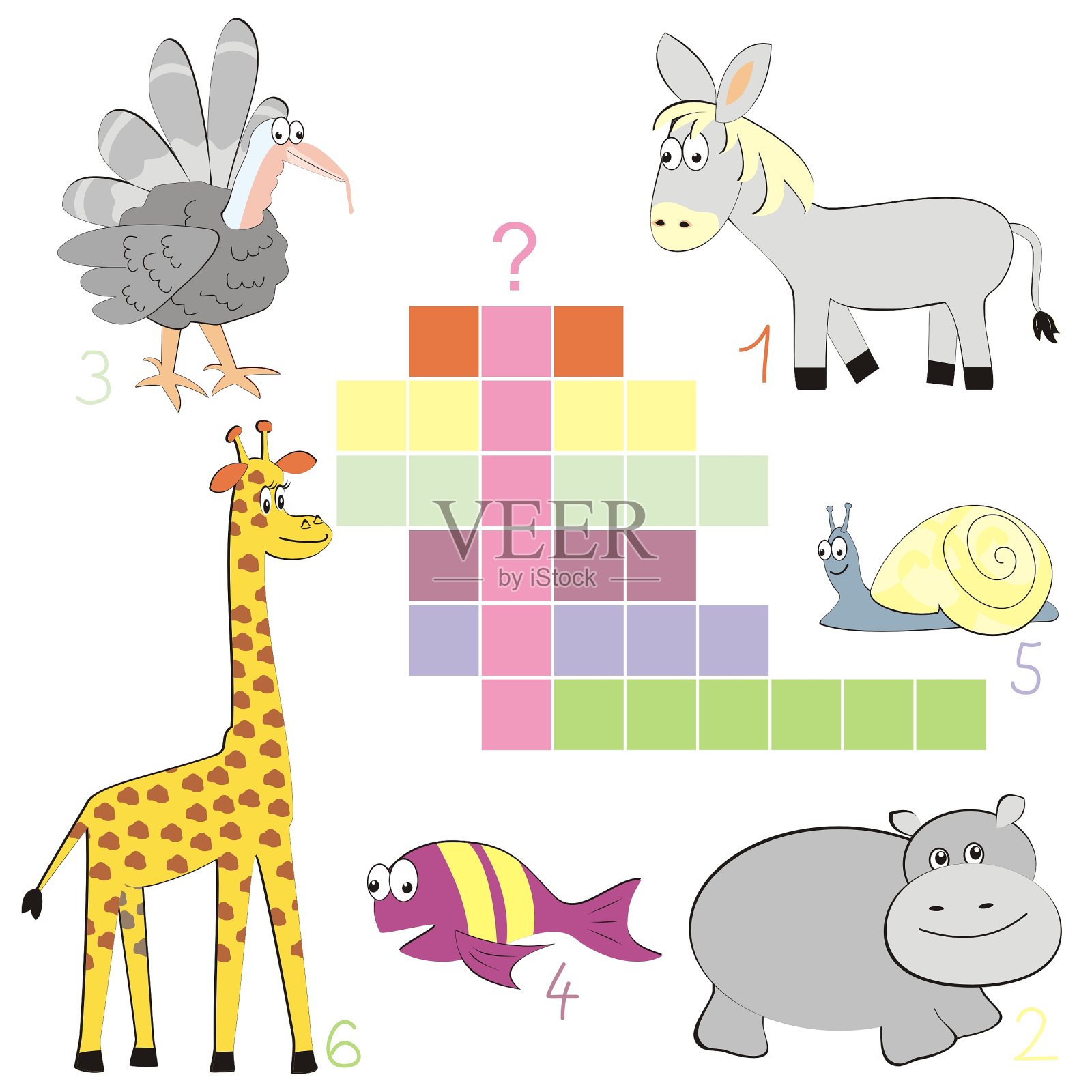 填字游戏，弹簧，动物矢量插图插画图片素材