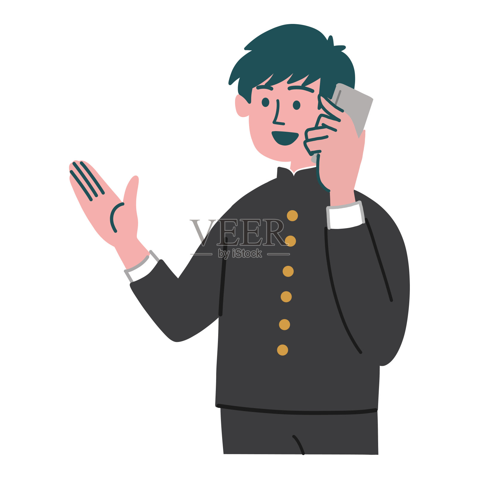 男生用手机手势示意插画图片素材