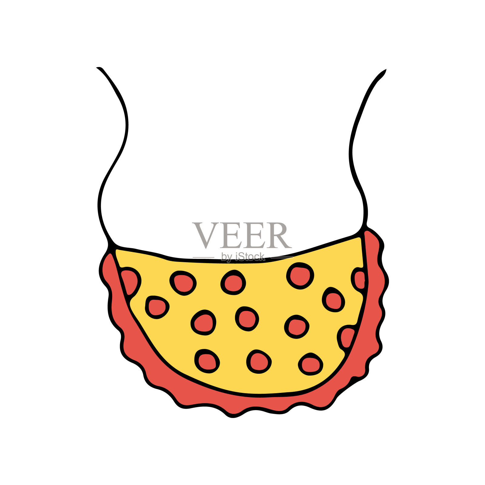 婴儿围裙图标在矢量。婴儿围嘴插图矢量。婴儿围裙插图设计元素图片