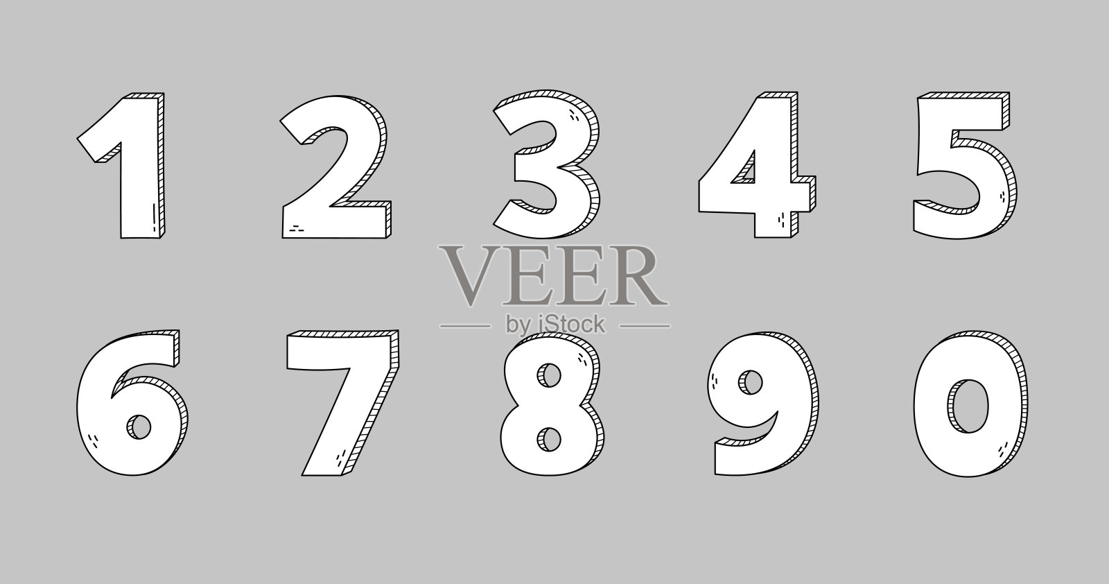 可爱的手绘数字涂鸦插画图片素材