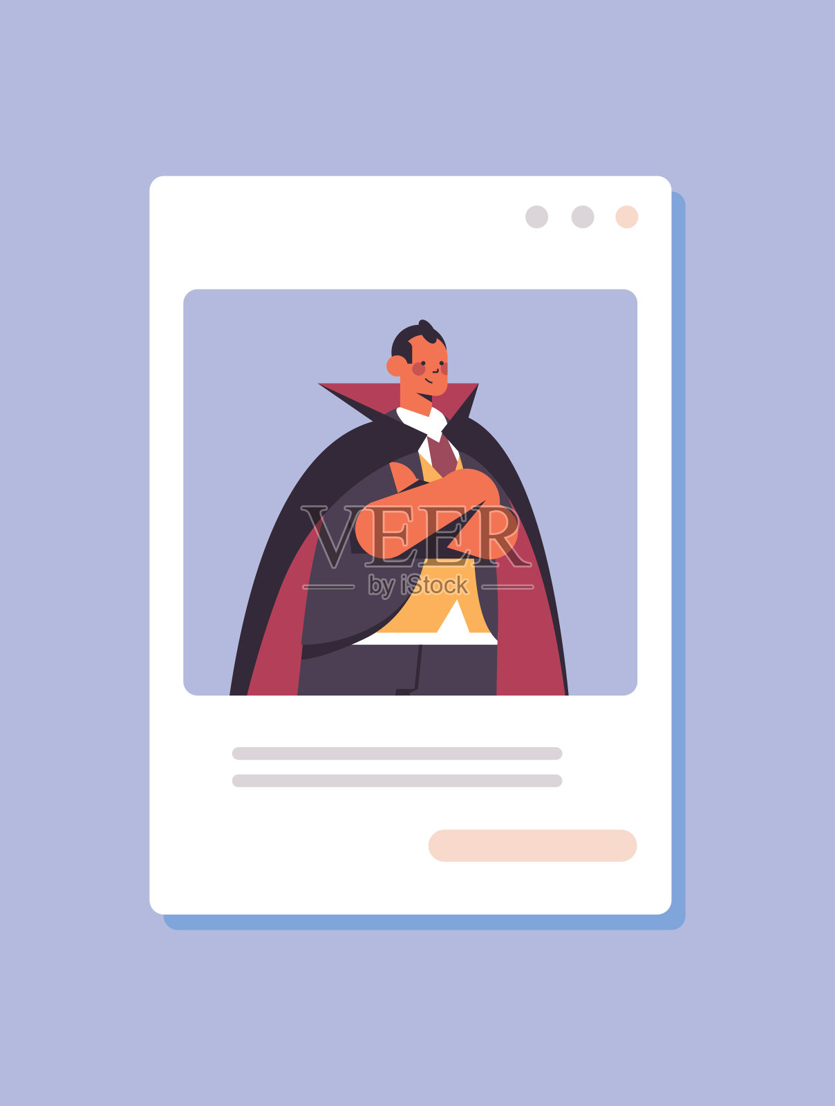 男人穿着吸血鬼服装快乐万圣节派对庆祝自我隔离在线交流概念插画图片素材