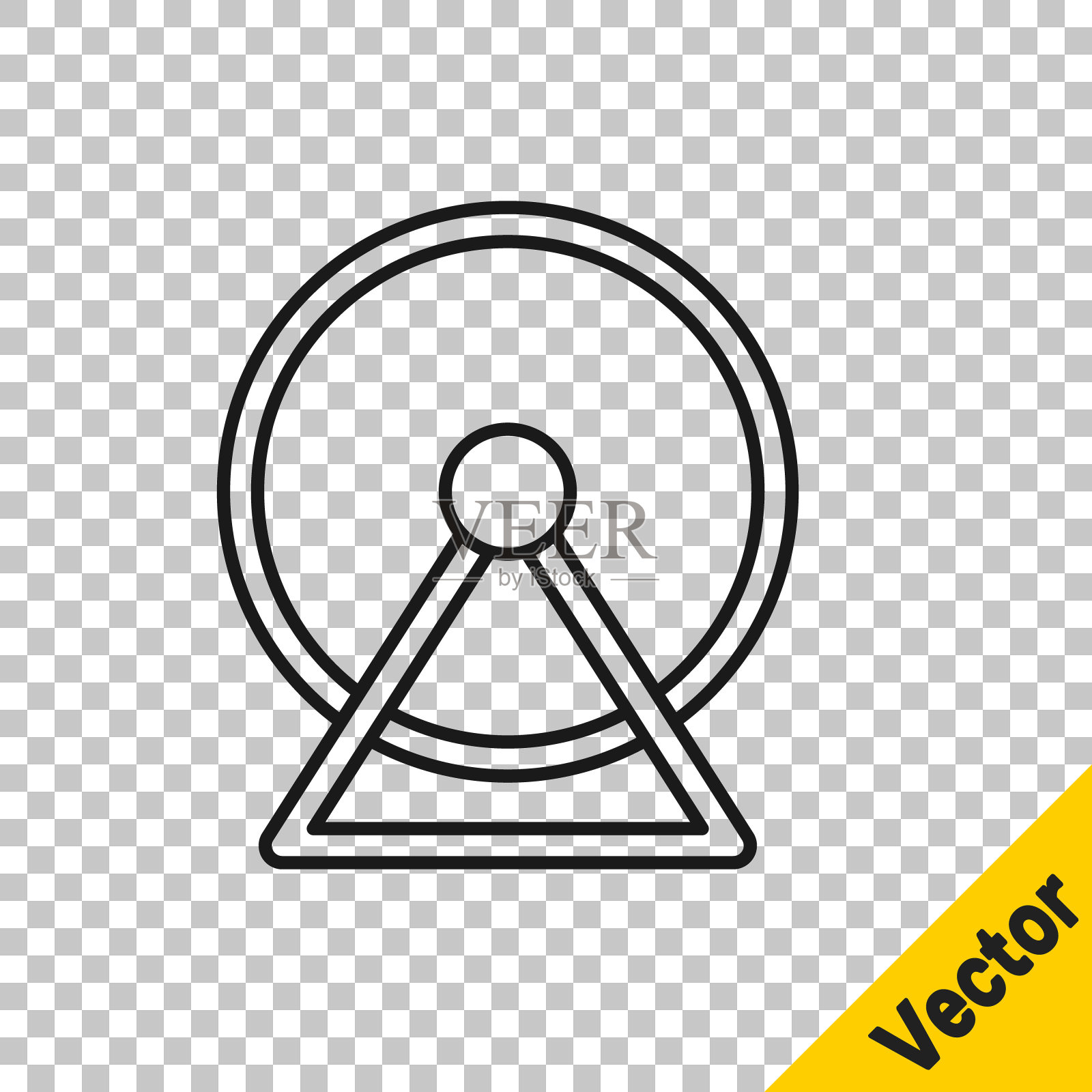 黑线仓鼠车轮图标隔离在透明的背景。轮对啮齿动物。宠物店。向量插画图片素材