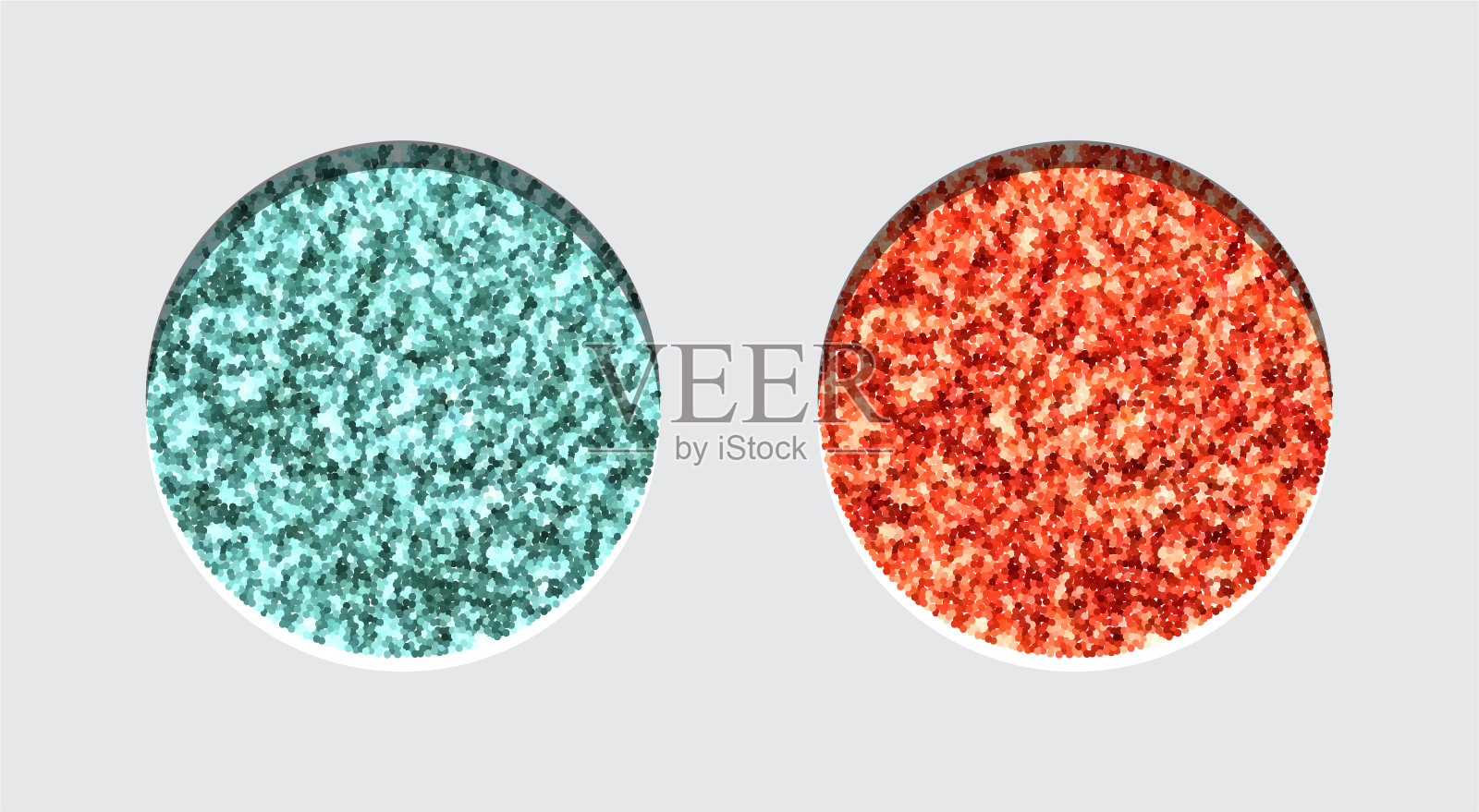 闪闪发光的眼影，口红或粉末。抽象亮圈，化妆调色板，矢量。插画图片素材