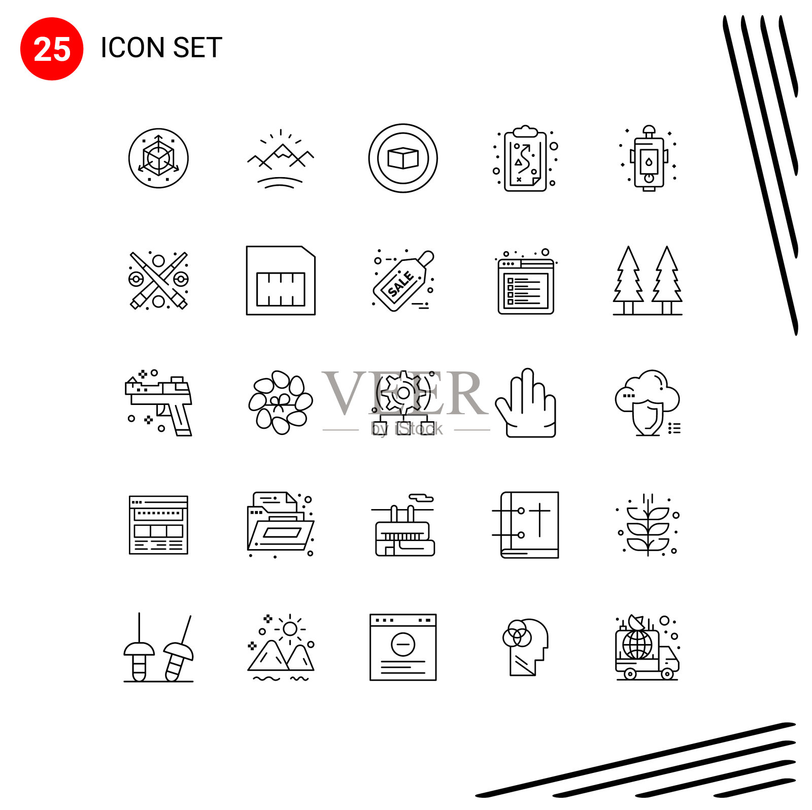 股票图标包25行符号和符号图标素材