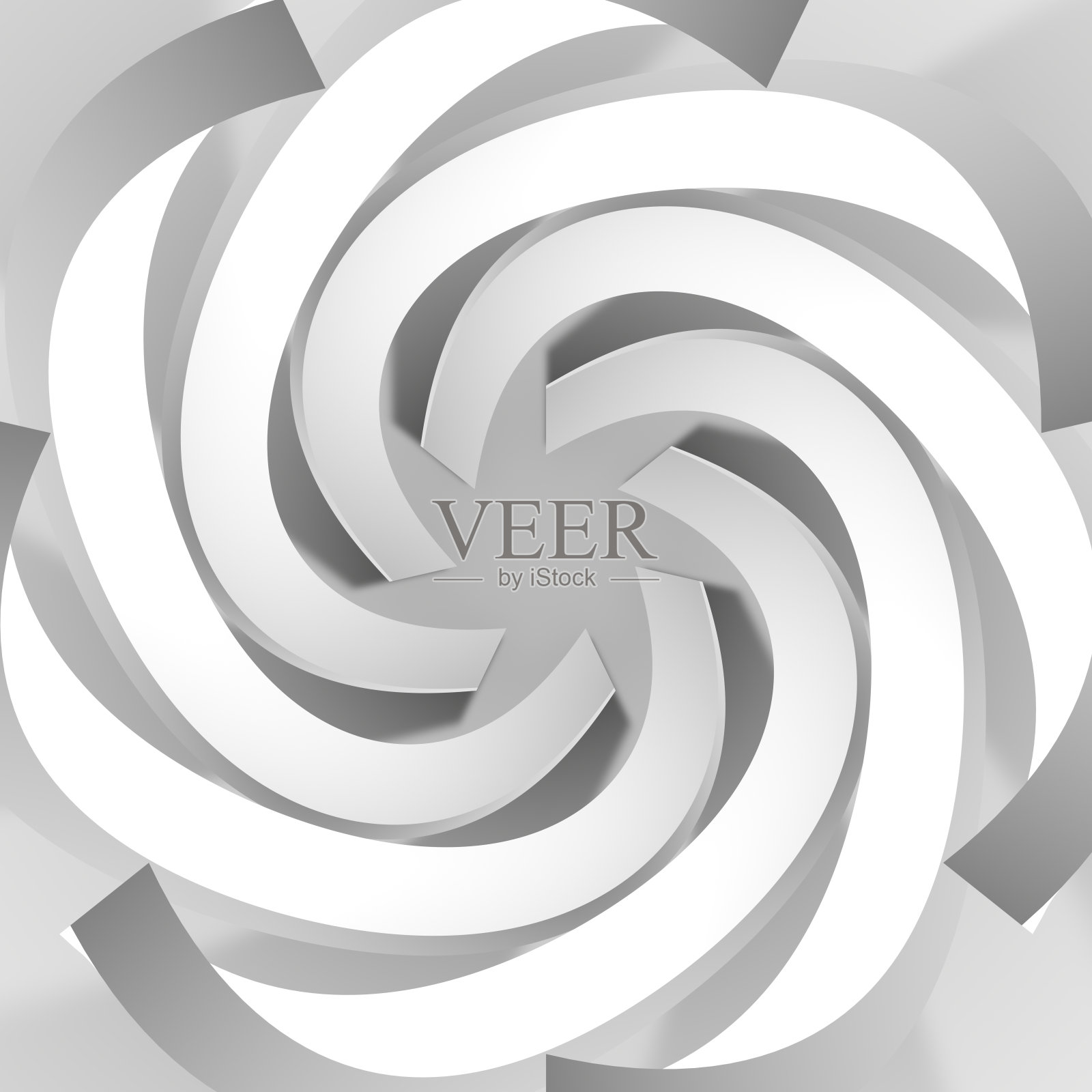 抽象的建筑形体，弯曲的物体排列成对称的圆形。3D渲染，3D渲染。照片摄影图片