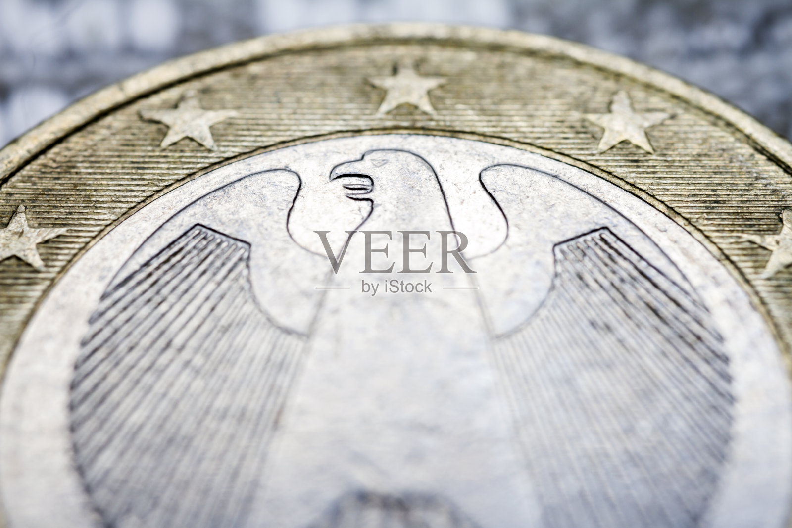 二欧元硬币宏观细节照片摄影图片