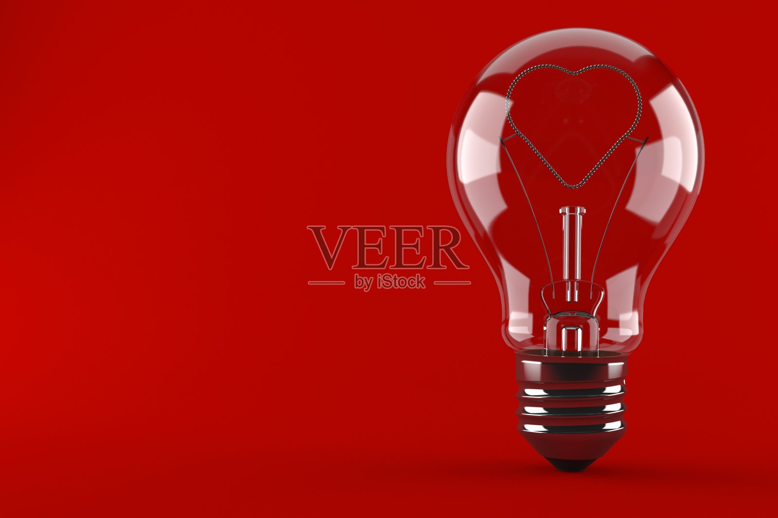 心形标志的灯泡照片摄影图片