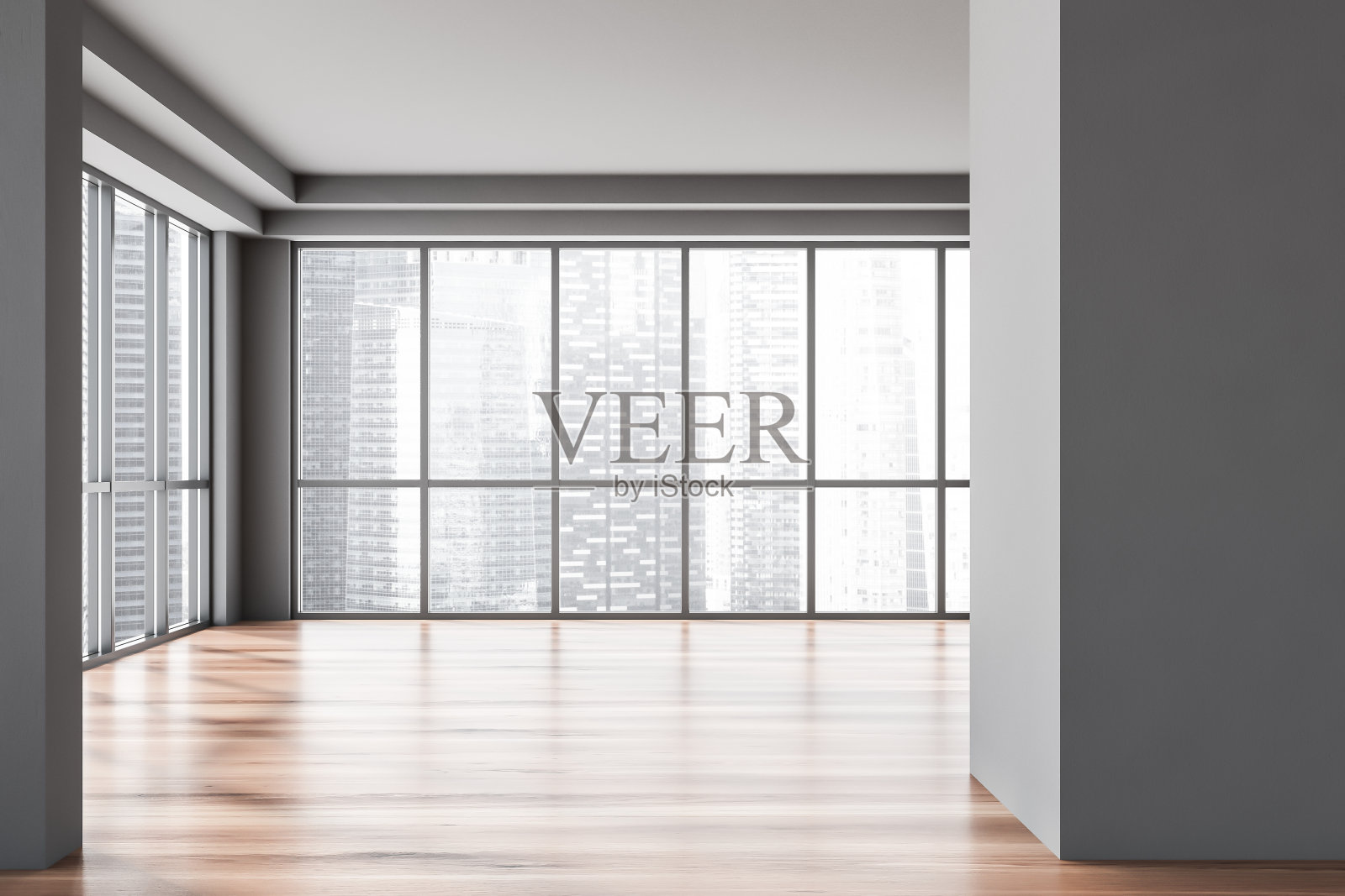 空旷的灰色全景办公室照片摄影图片