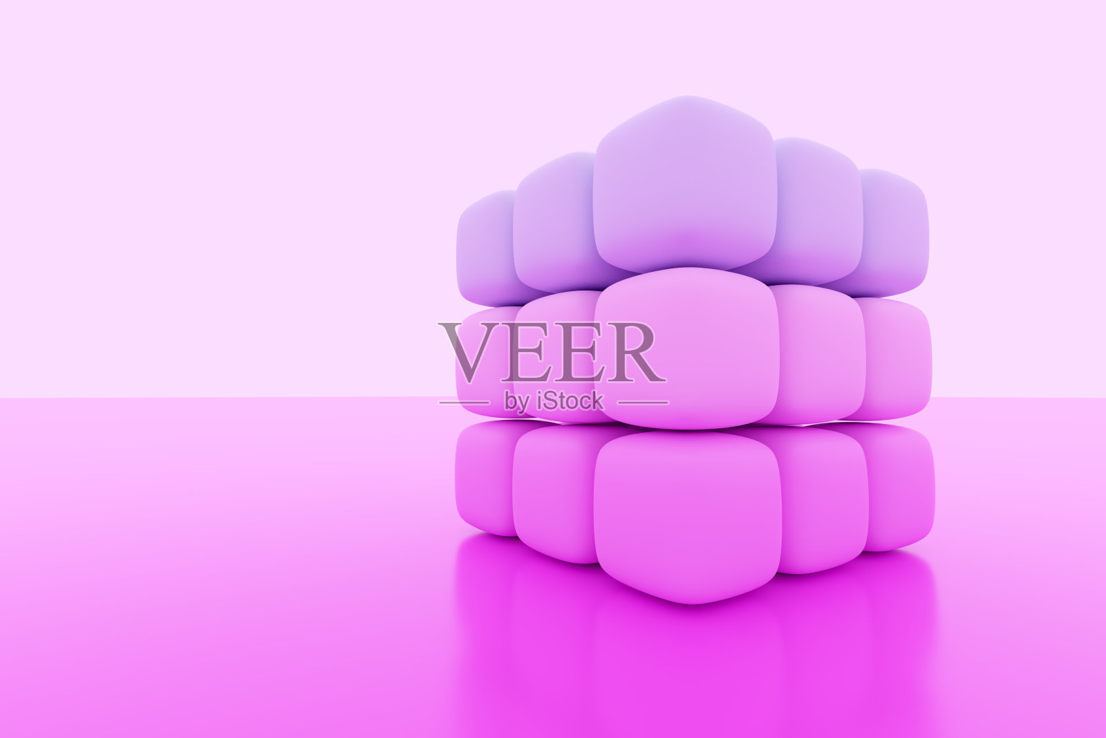 霓虹白色立方体的3D插图照片摄影图片