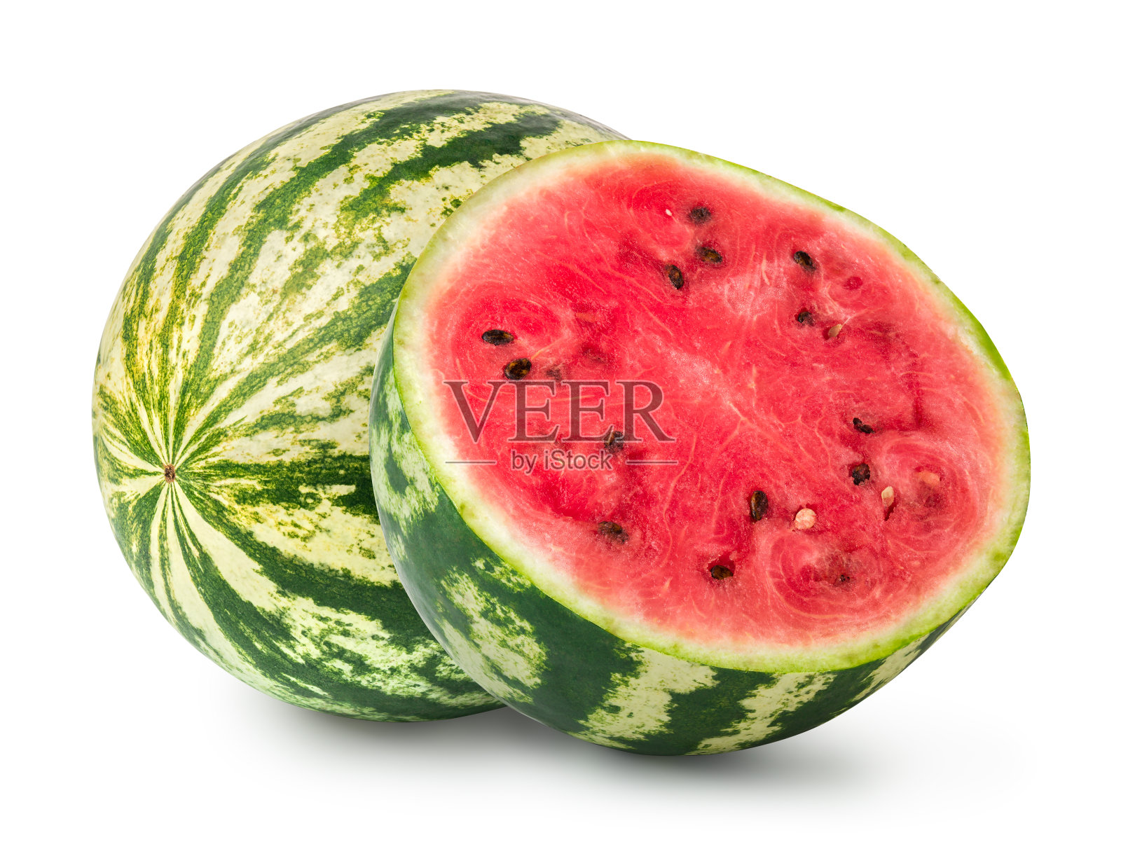 整个和半个西瓜照片摄影图片
