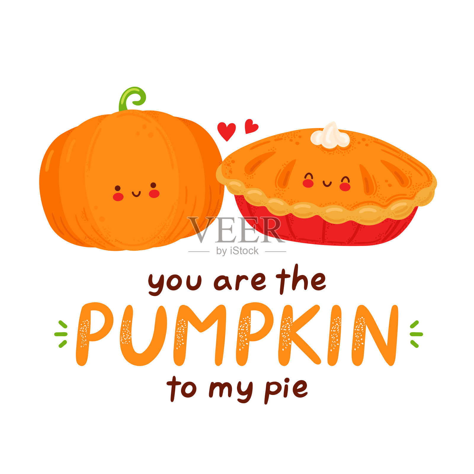 可爱快乐有趣的南瓜和馅饼插画图片素材