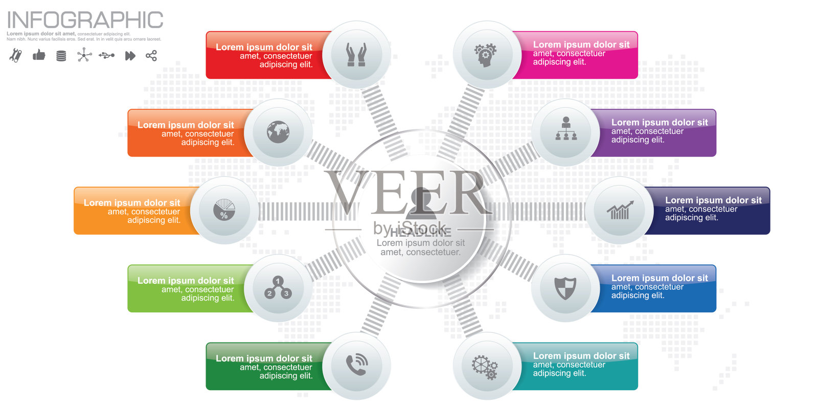 摘要三维数字插图信息图。矢量插图可以用于工作流布局，图表，数字选项，网页设计。插画图片素材