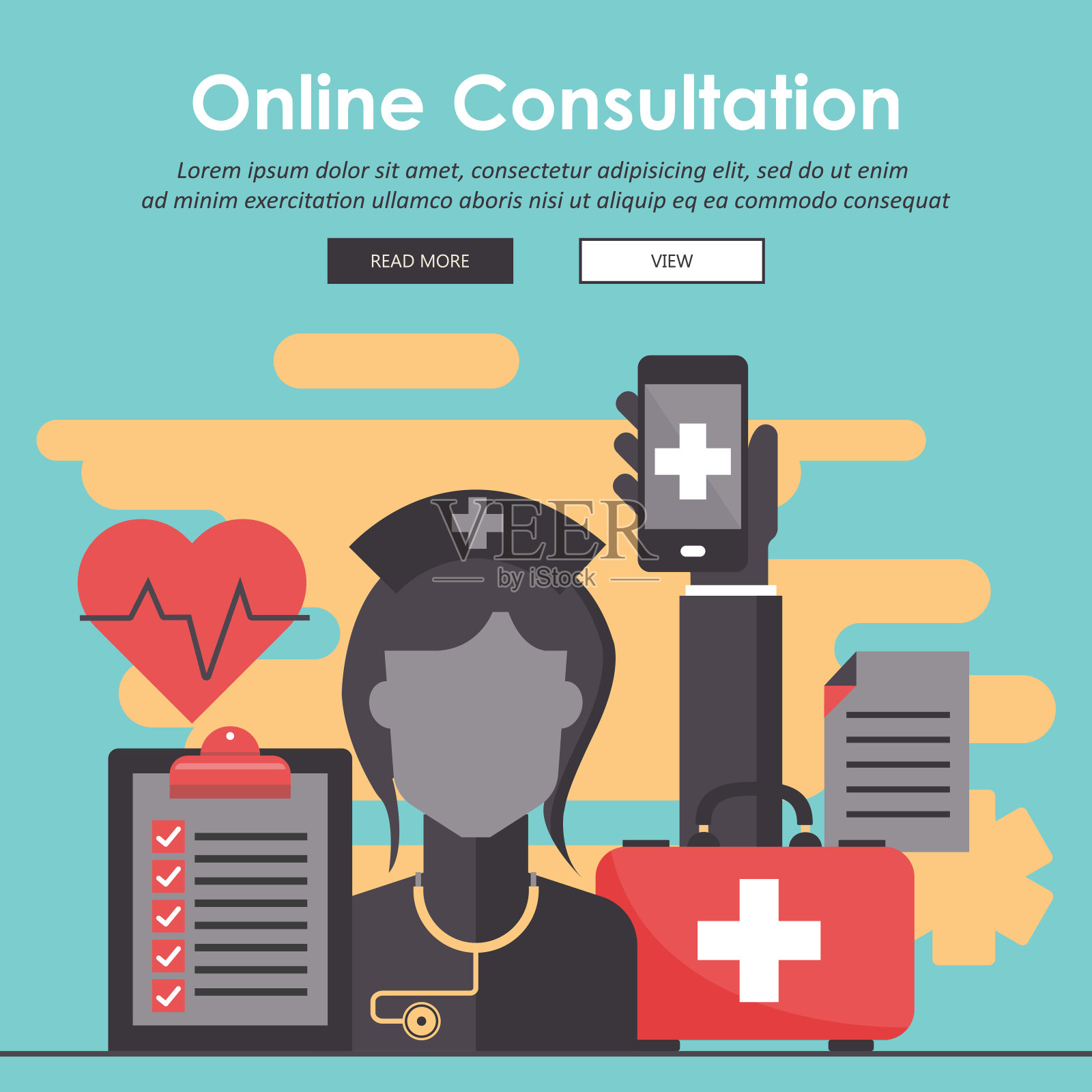 网上购物和支付方式。移动支付。平面向量插图插画图片素材