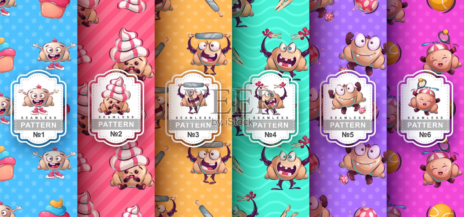 可爱的羊角套无缝图案插画图片素材