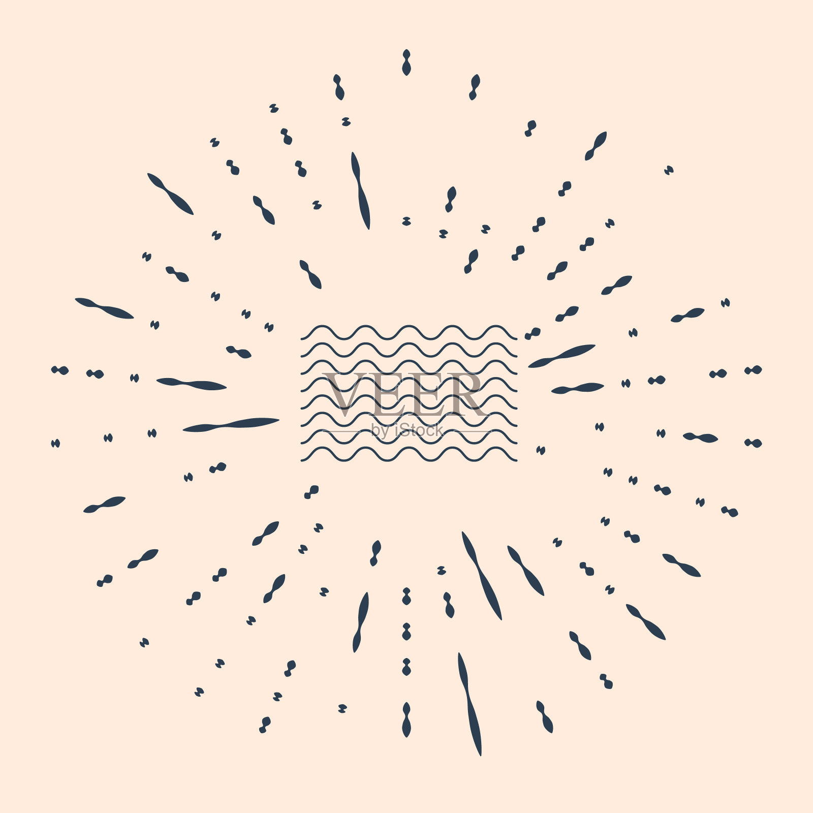 黑色波浪图标孤立的米色背景。文摘r圈插画图片素材