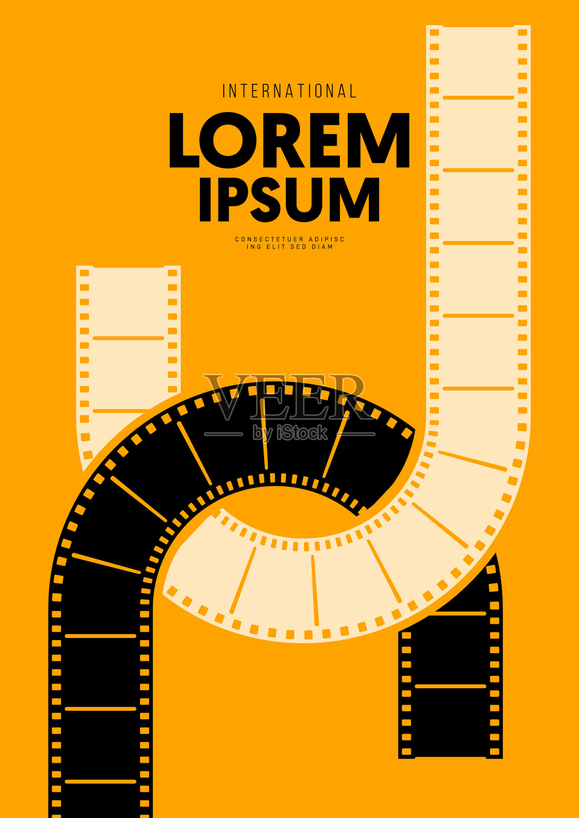 电影和电影海报设计模板背景与复古的幻灯片设计模板素材