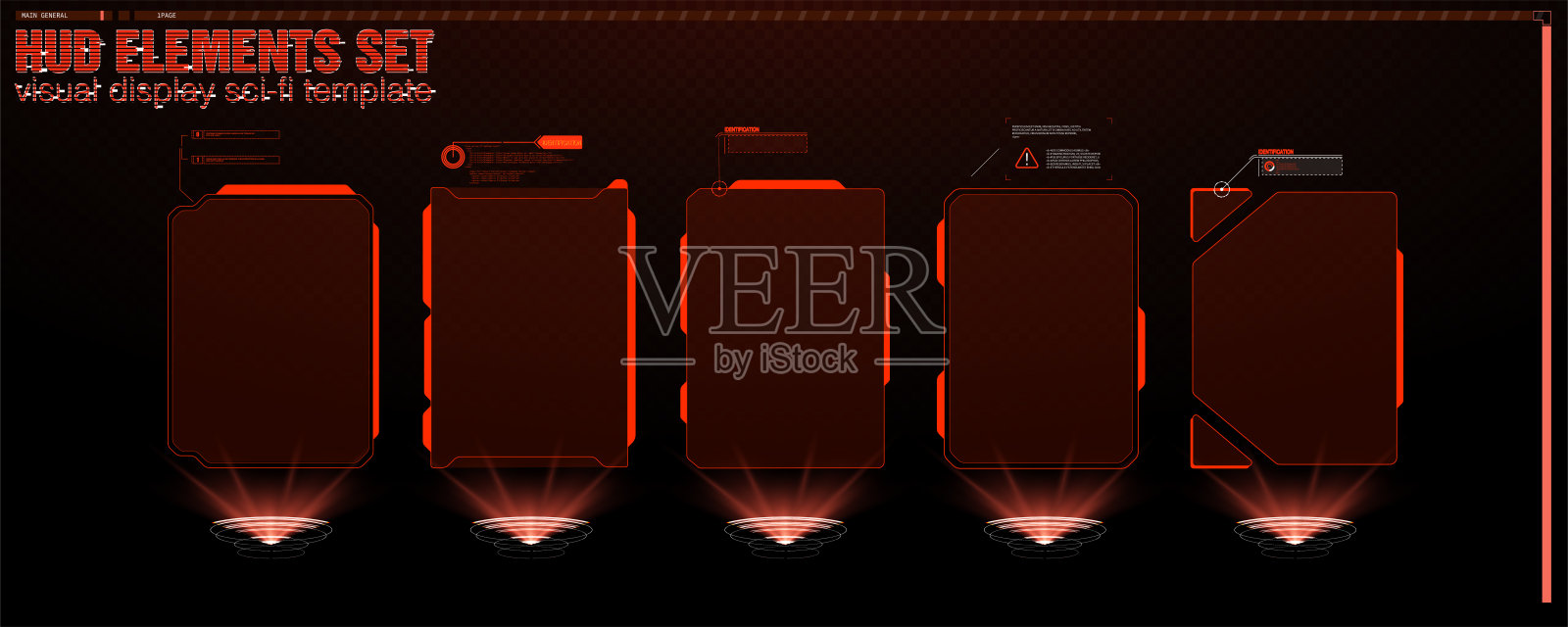 未来的矢量HUD界面屏幕设计。数码插图的编号标题。插画图片素材