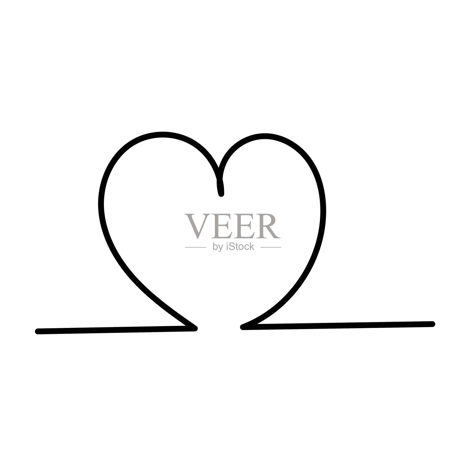 心，爱向量瘦图标。线性界面风格。图标或网页设计和移动应用程序。插画图片素材