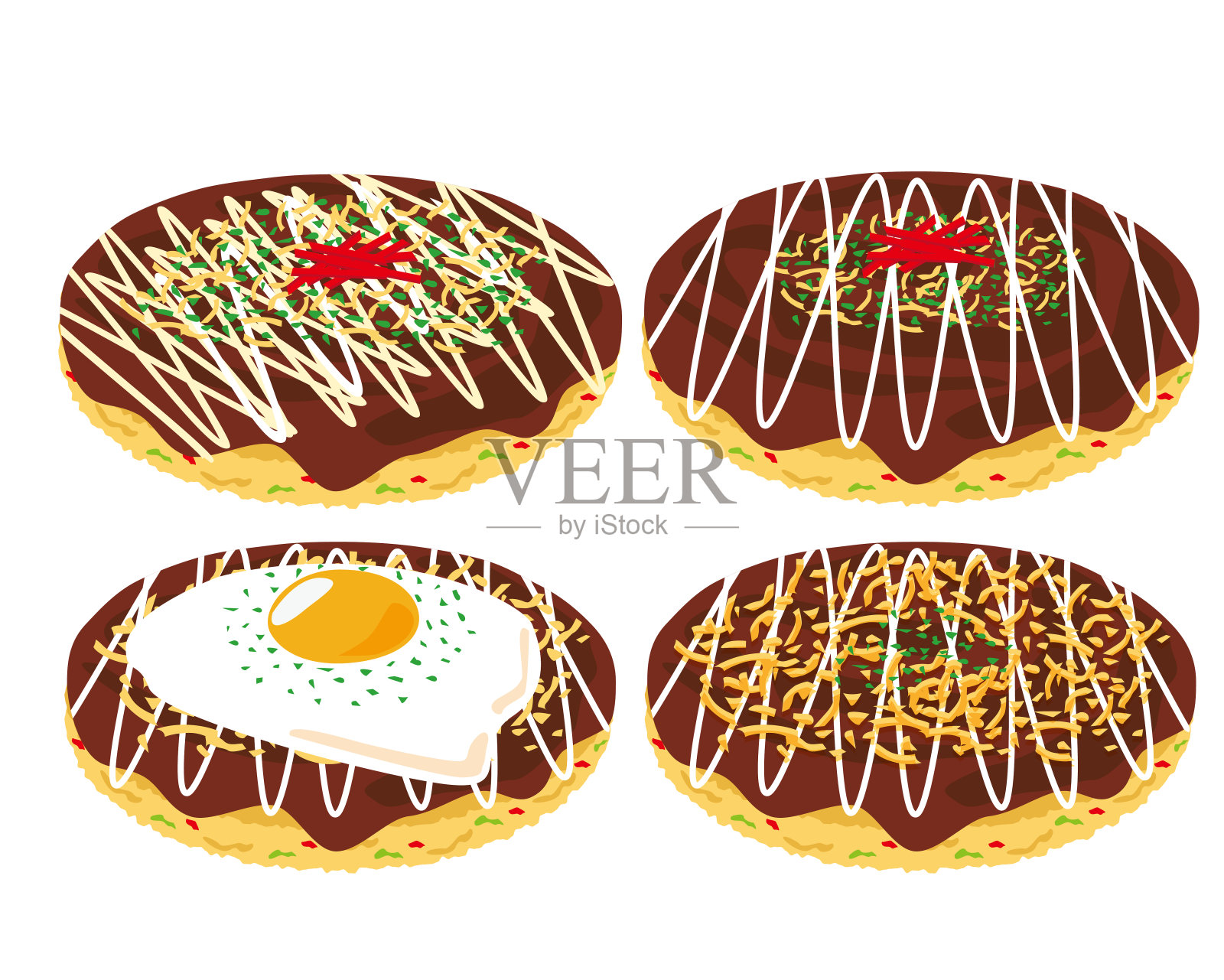 御膳烧矢量图。御好烧是大阪的当地美食插画图片素材