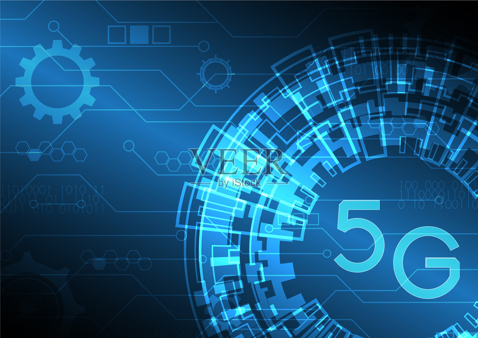 5g技术抽象环形六角形电路插画图片素材