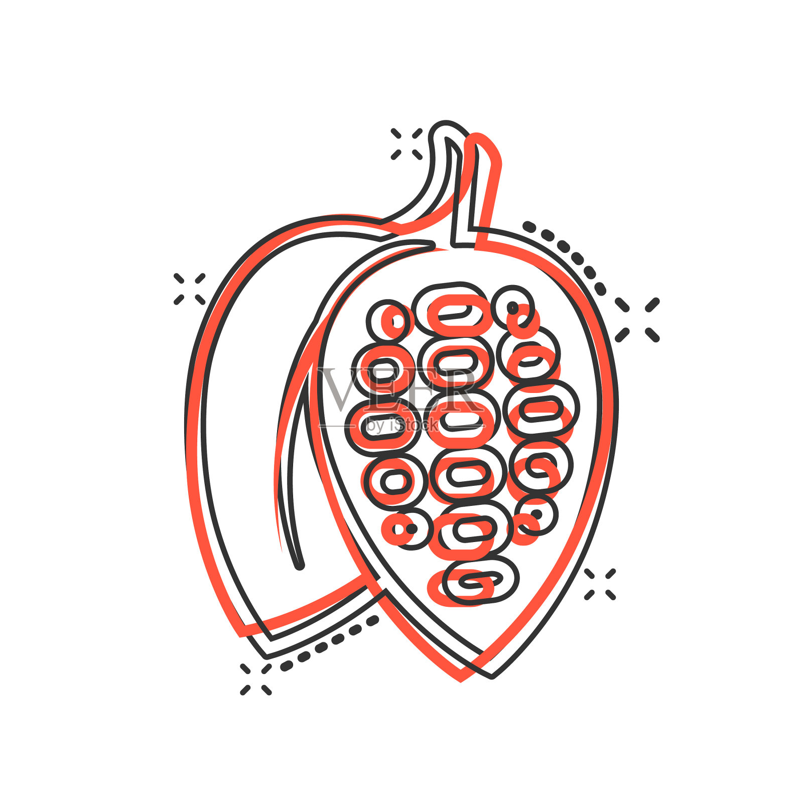 可可豆图标在漫画风格的巧克力奶油插画图片素材