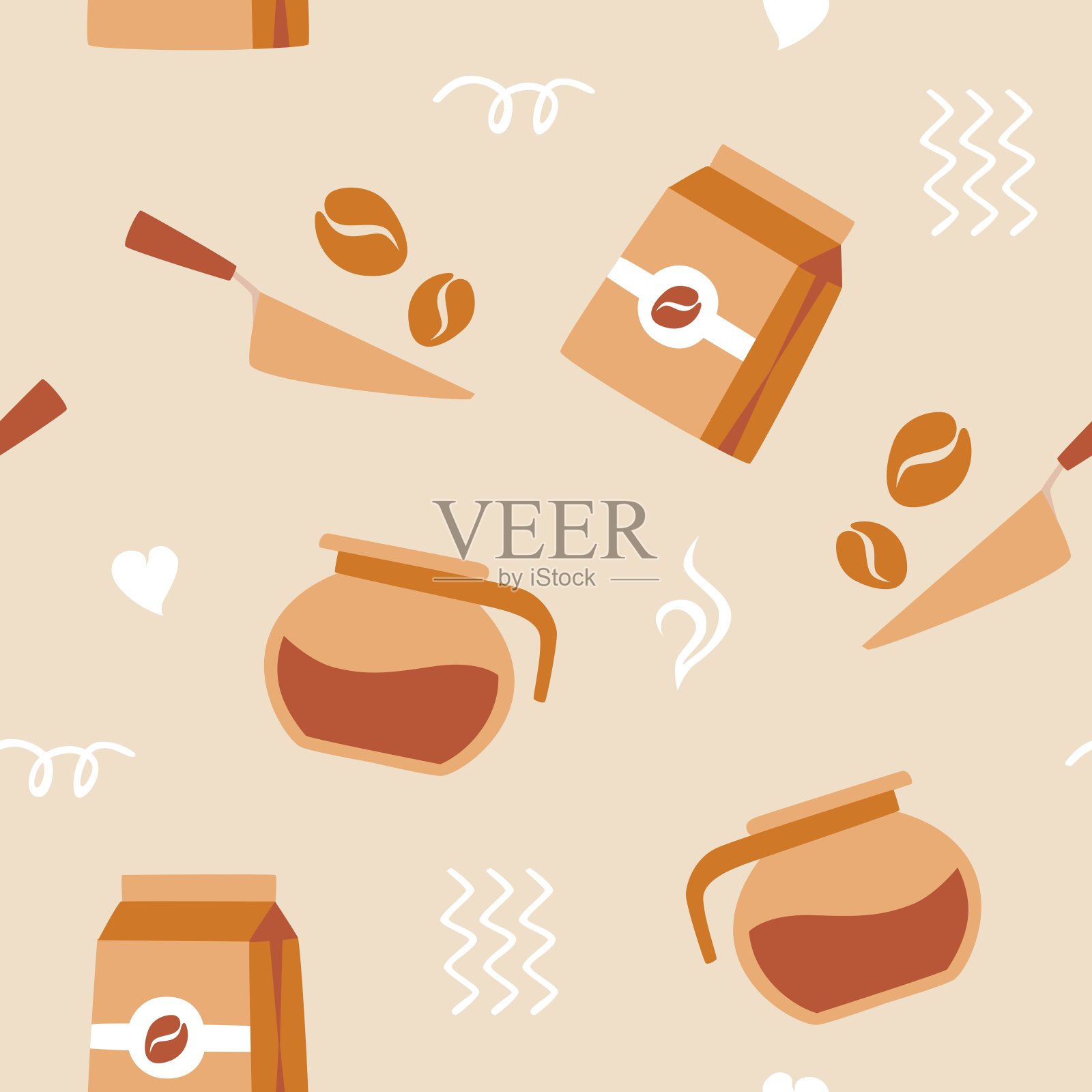 咖啡无缝图案背景矢量图标插图插画图片素材