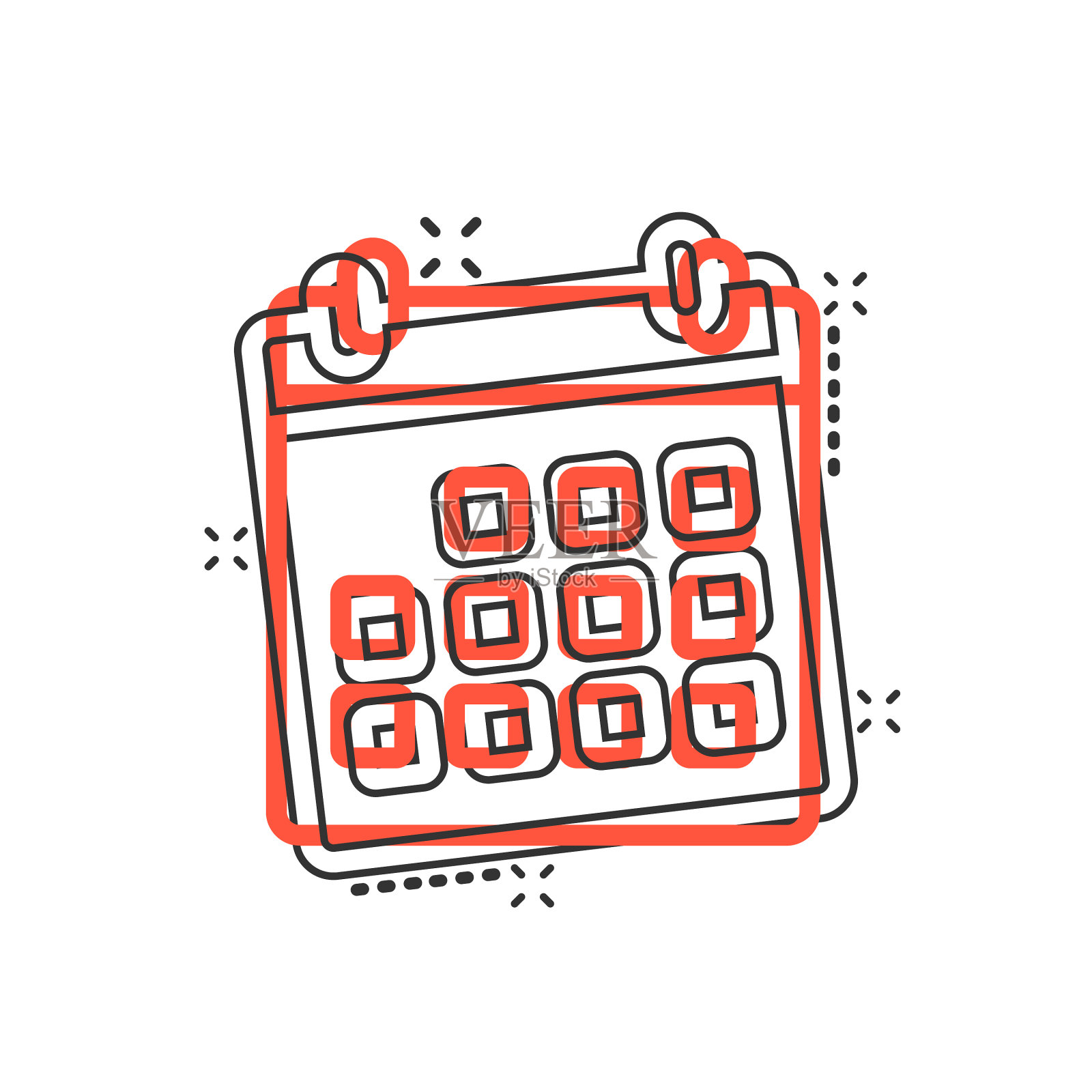 日历图标在漫画风格的议程卡通上设计元素图片