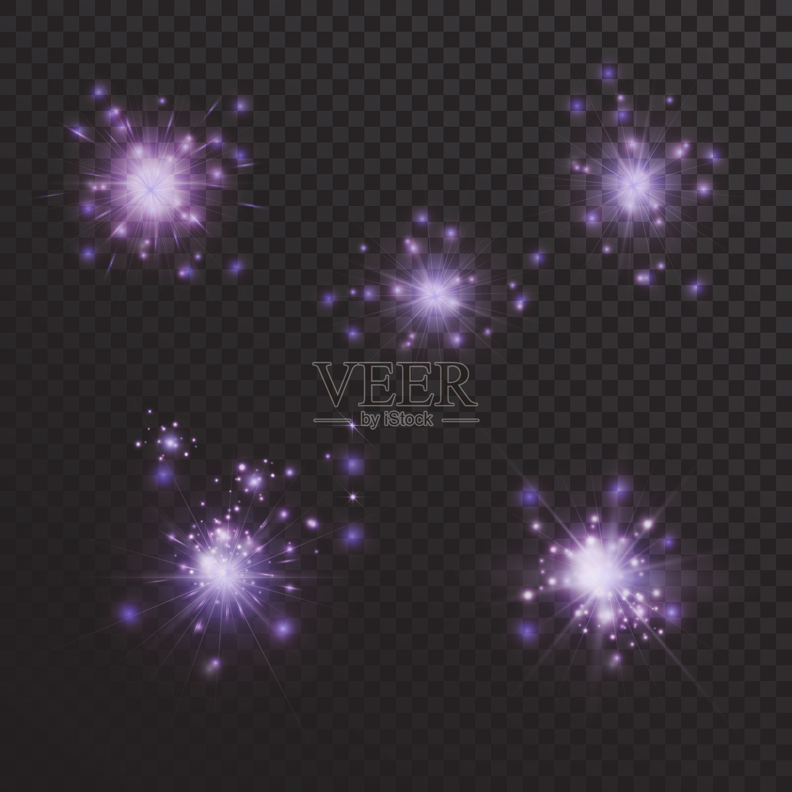 设置闪光或闪光与射线和火花插画图片素材