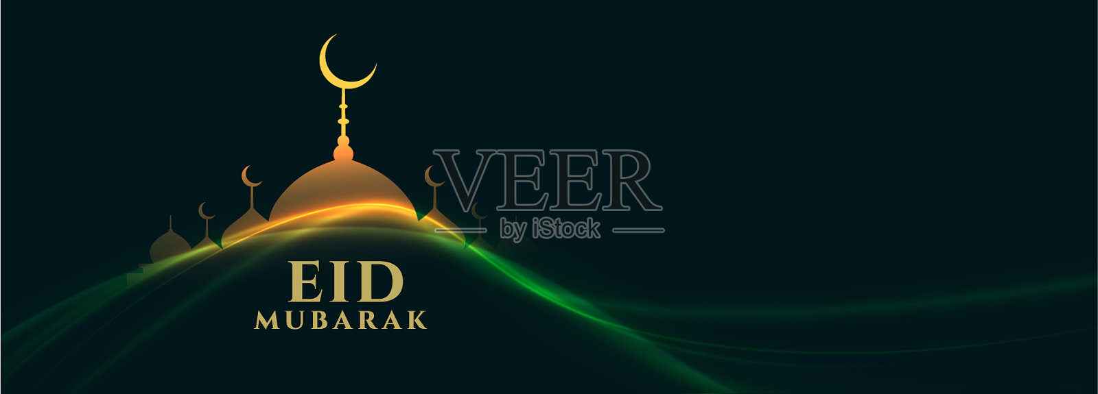 美丽的清真寺开斋节旗帜插画图片素材