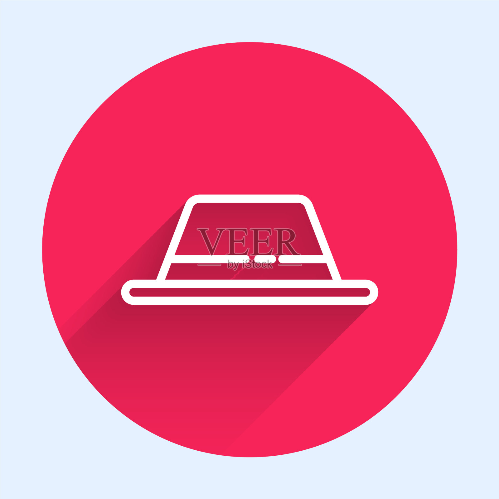 白色线男子帽与丝带图标孤立插画图片素材