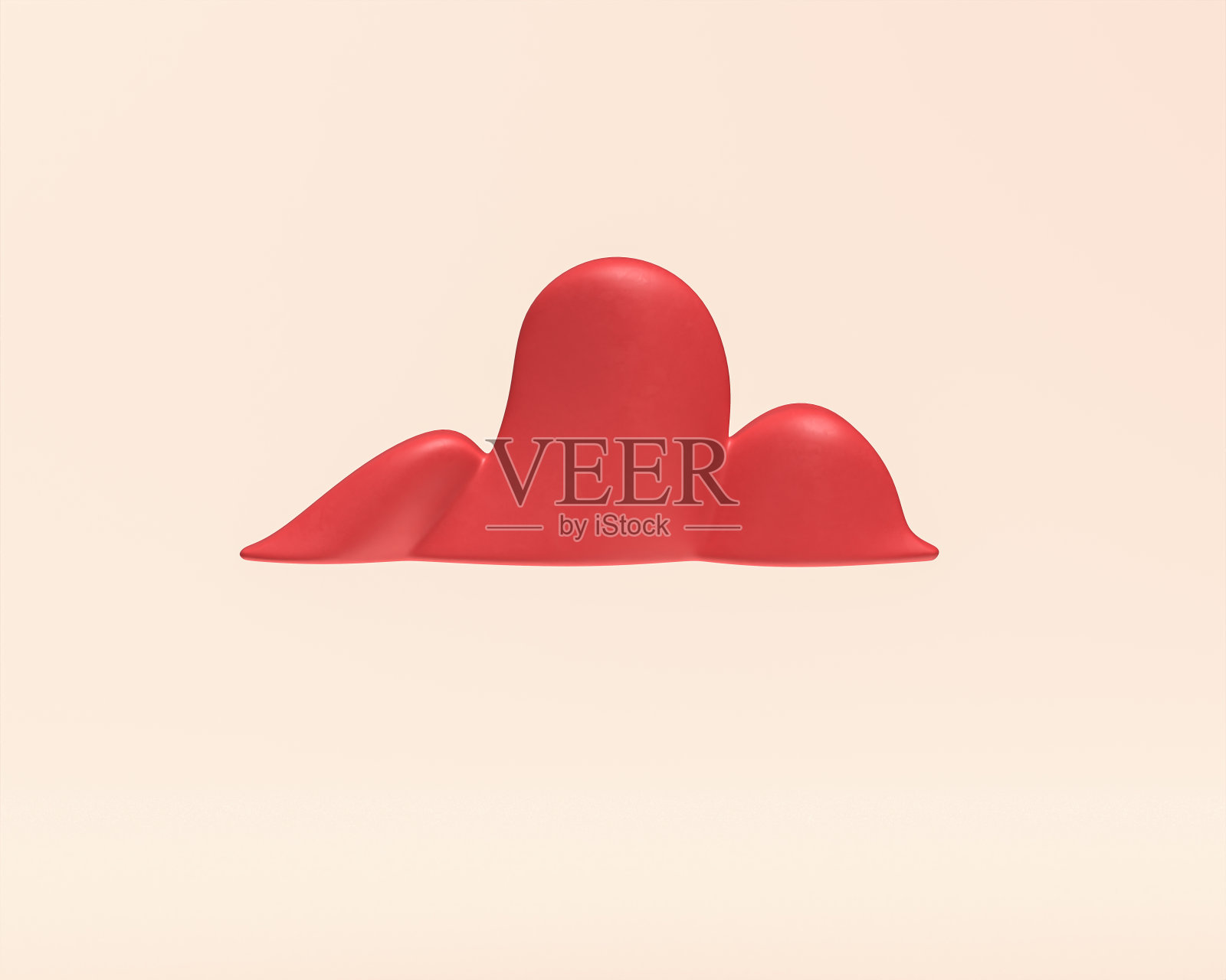 微型云，3d图标，红色平面塑料，3d渲染照片摄影图片