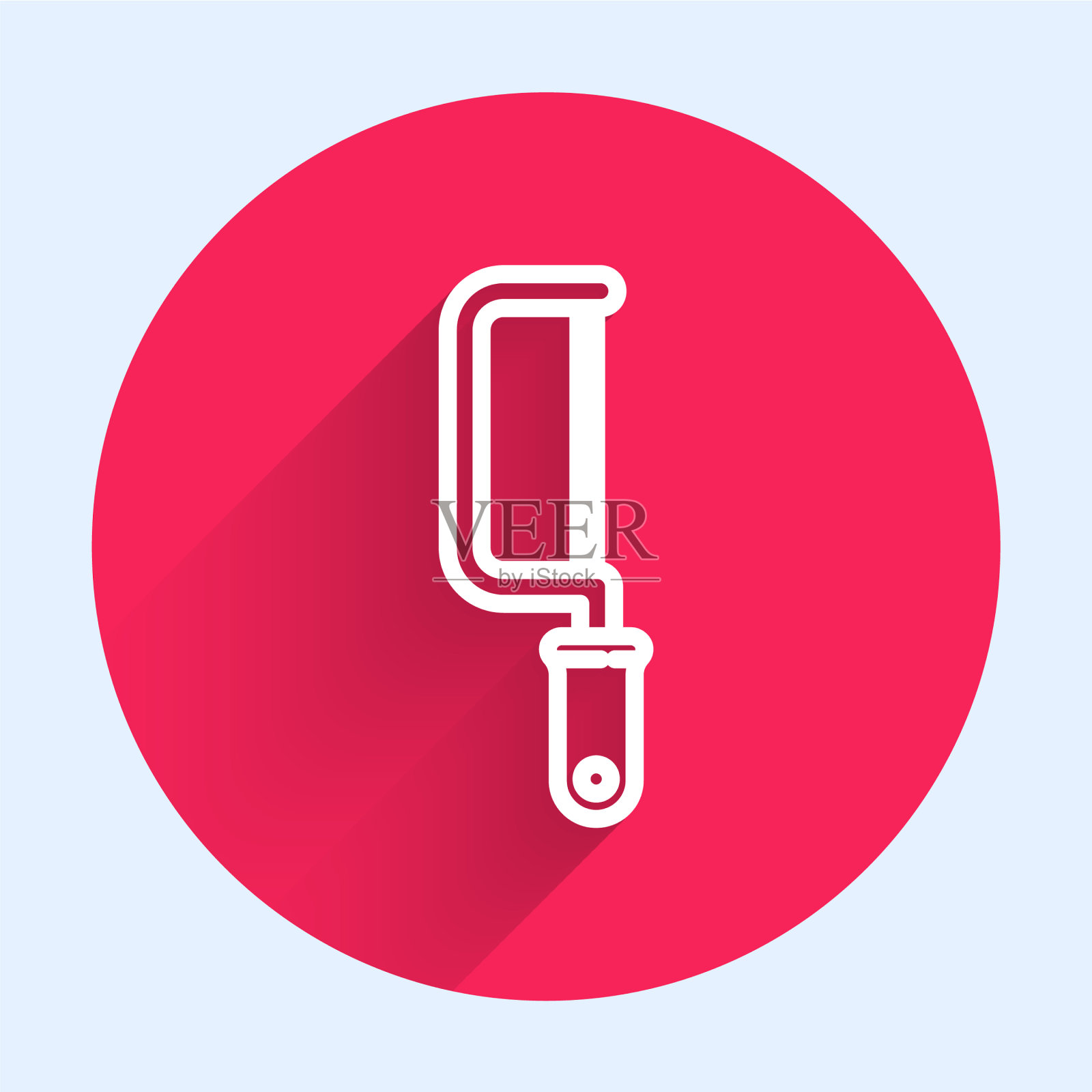 白色线钢锯图标孤立与长影子插画图片素材