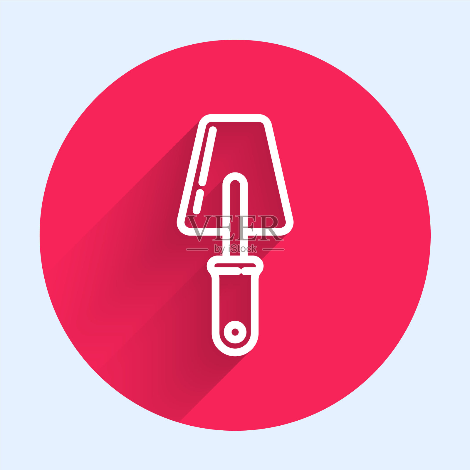 白色线抹刀图标孤立与长阴影图标素材