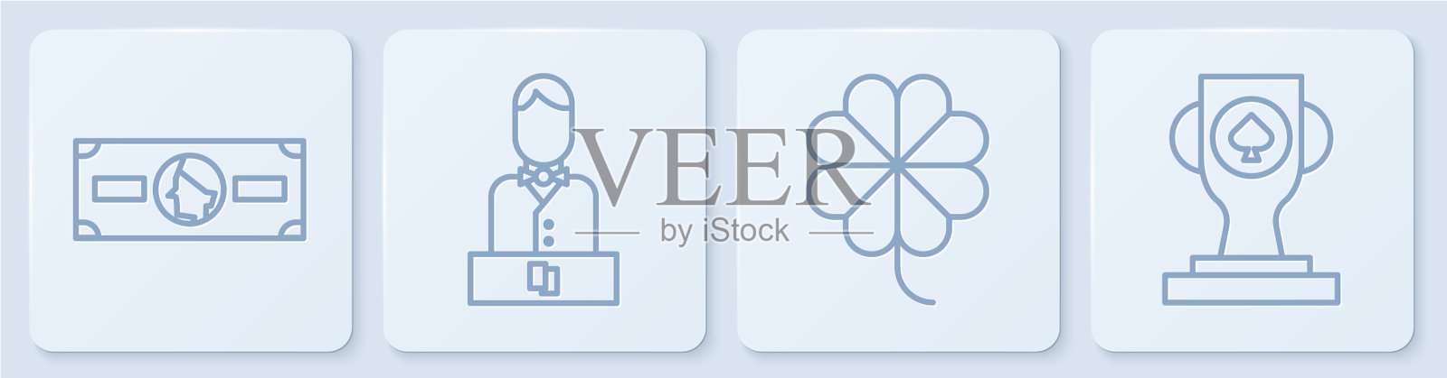 设置线堆纸币现金赌场插槽图标素材