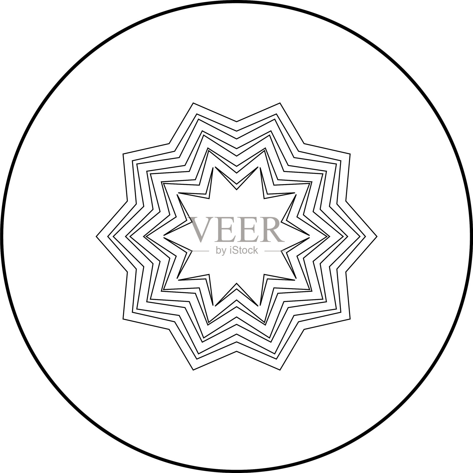 抽象花卉图案图标在圆圆插画图片素材