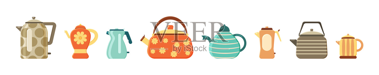 设置茶壶插画图片素材